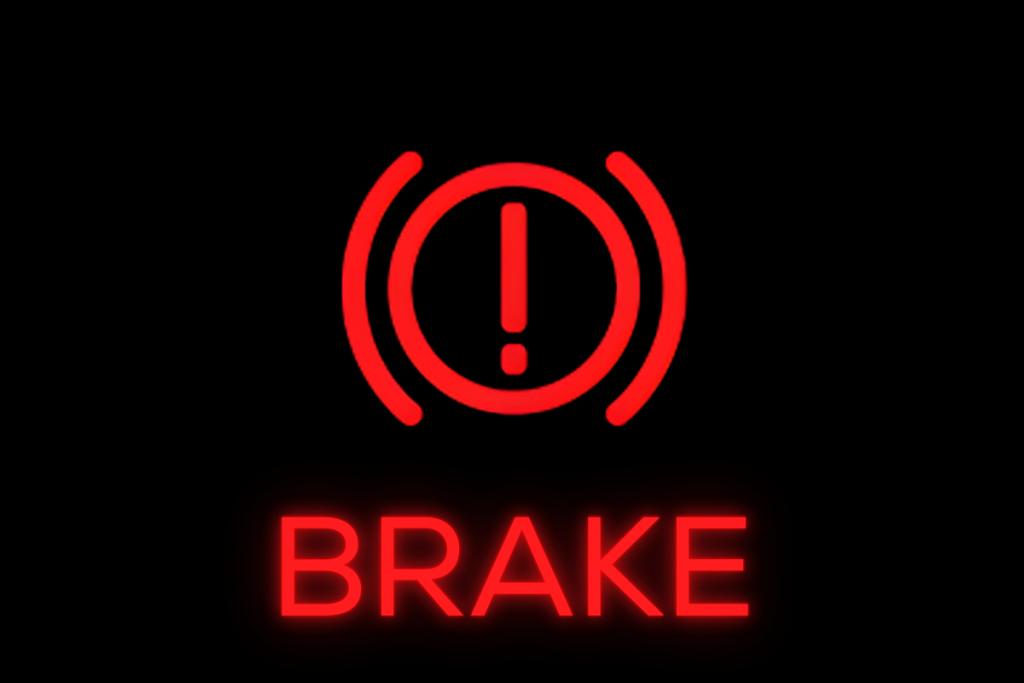 brake system warning light illuminated in red