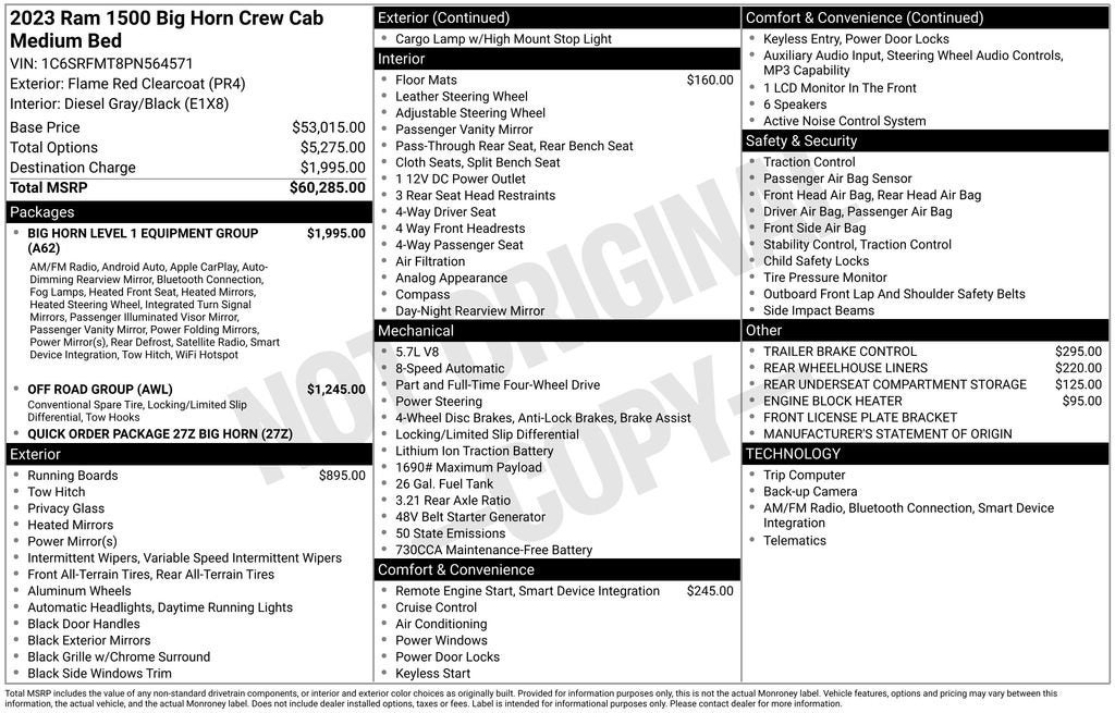 2023 RAM 1500 Big Horn Crew Cab 4x4 6'4" Box