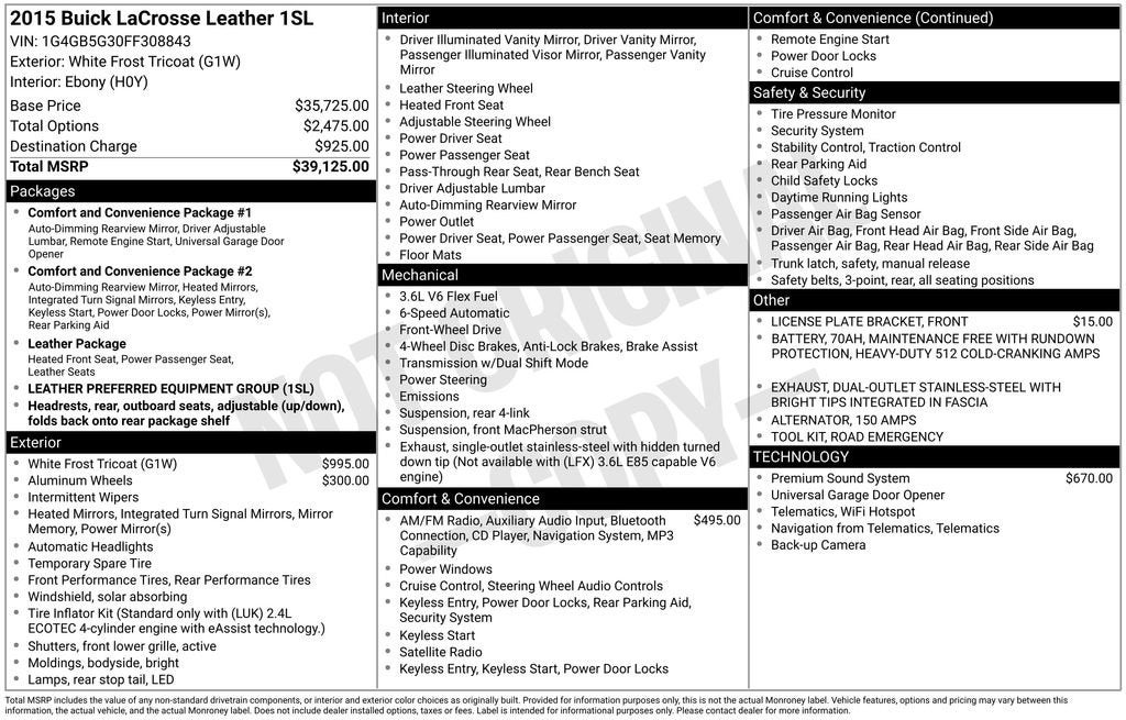 2015 Buick LaCrosse Leather