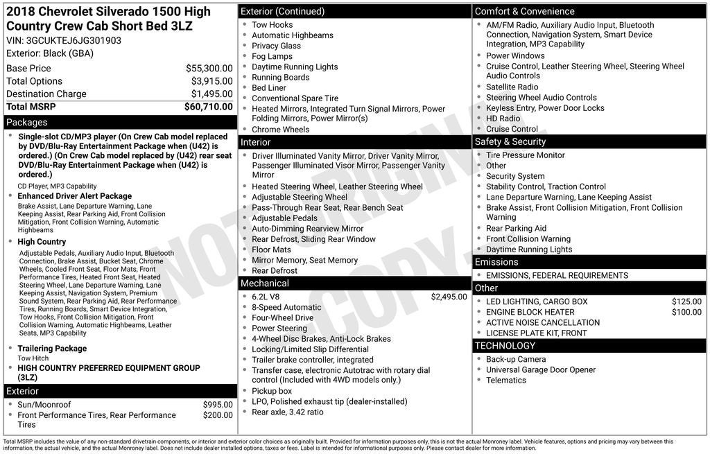2018 Chevrolet Silverado 1500 High Country