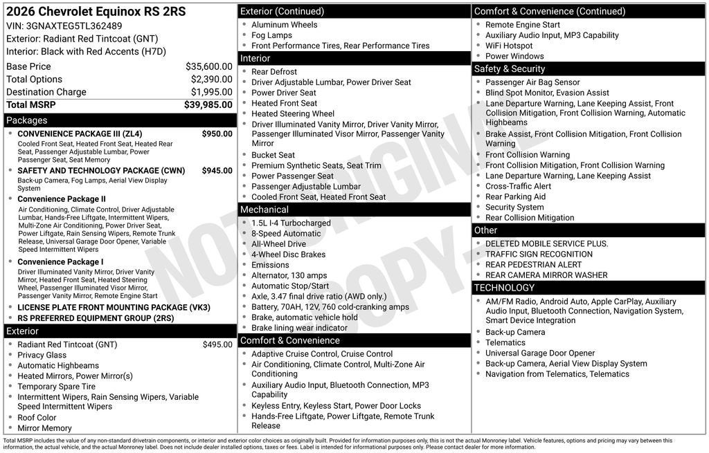 2026 Chevrolet Equinox RS