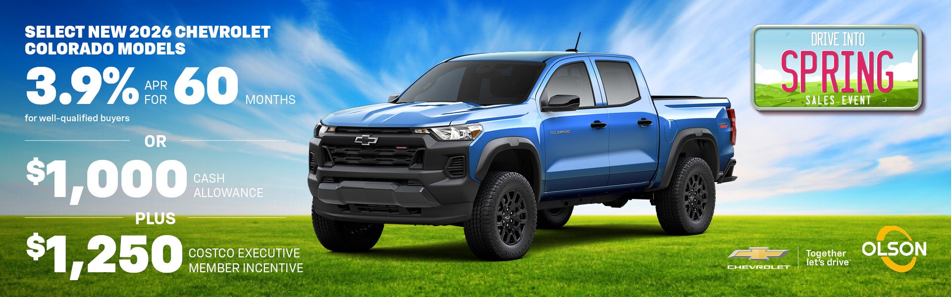 3.9% APR for 60 months on select Colorado models 