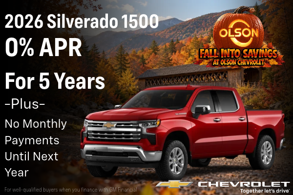 2026 SILVERADO 1500 0% APR FOR 5 YEARS