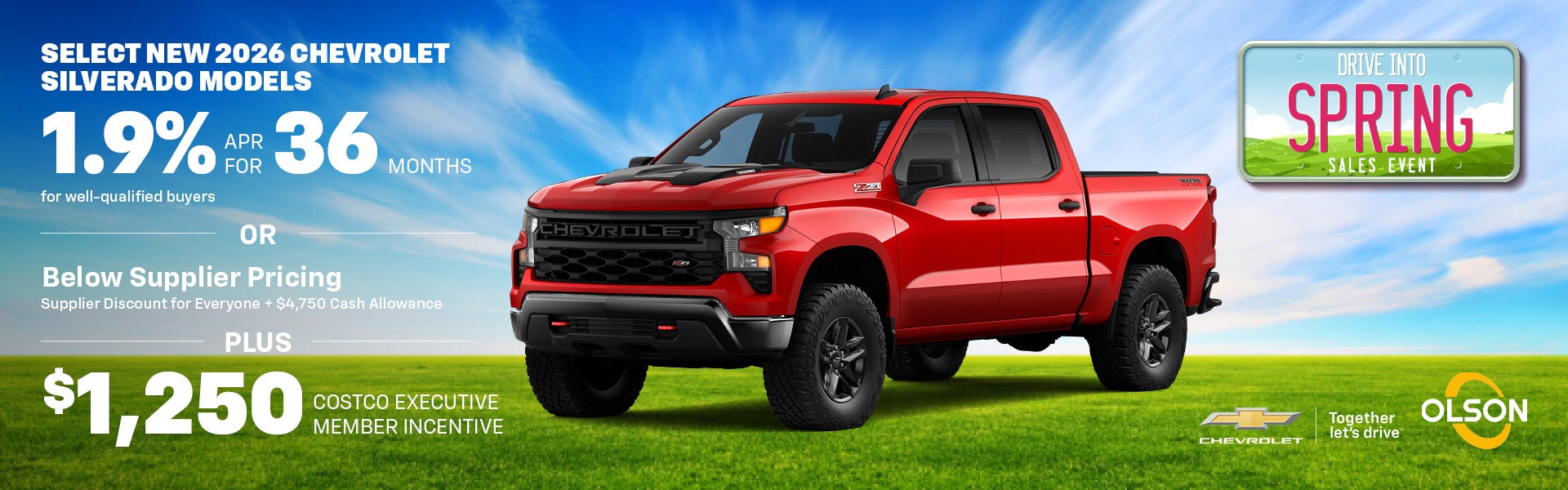 1.9% APR for 36 months on select Silverado models